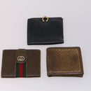 GUCCI Wallet Leather 7Set Black Brown Auth bs30188-2