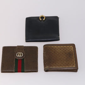 GUCCI Wallet Leather 7Set Black Brown Auth bs30188 - 0