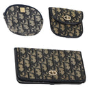 Christian Dior Trotter Canvas Coin Purse Wallet 3Set Navy Gold Auth bs30190-1