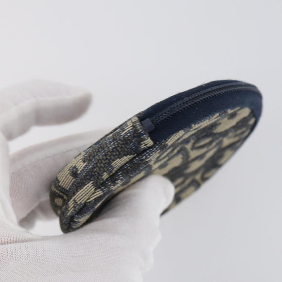 Christian Dior Trotter Canvas Coin Purse Wallet 3Set Navy Gold Auth bs30190