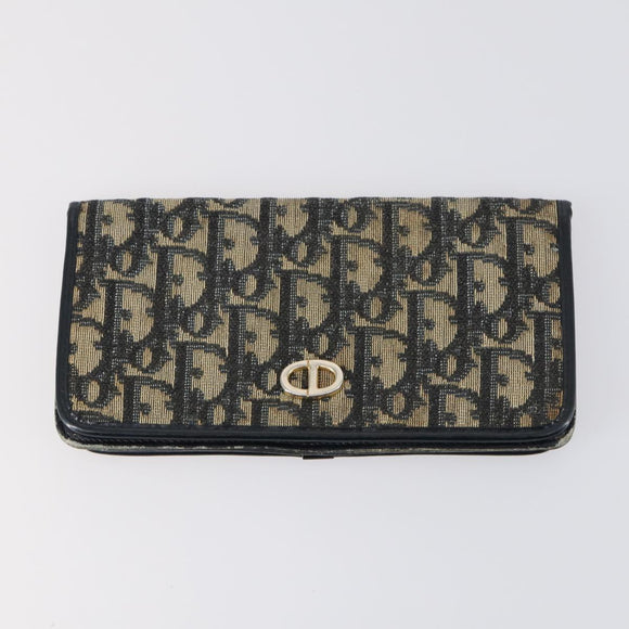 Christian Dior Trotter Canvas Coin Purse Wallet 3Set Navy Gold Auth bs30190
