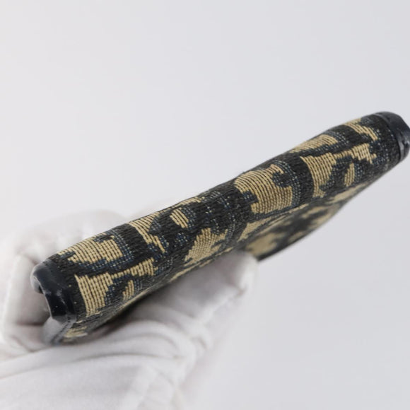 Christian Dior Trotter Canvas Coin Purse Wallet 3Set Navy Gold Auth bs30190