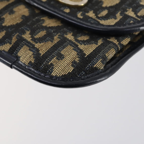 Christian Dior Trotter Canvas Coin Purse Wallet 3Set Navy Gold Auth bs30190