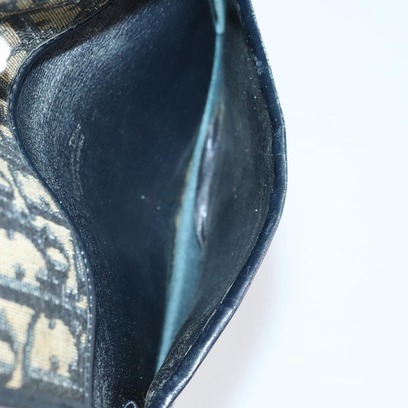 Christian Dior Trotter Canvas Coin Purse Wallet 3Set Navy Gold Auth bs30190