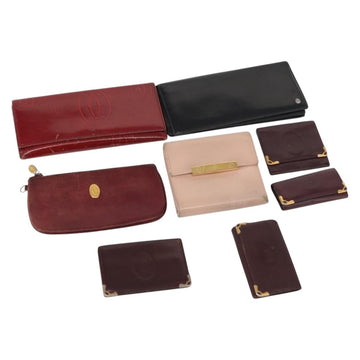 CARTIER Must Line Key Case Wallet Leather 8 Set Bordeaux Black Auth bs30193