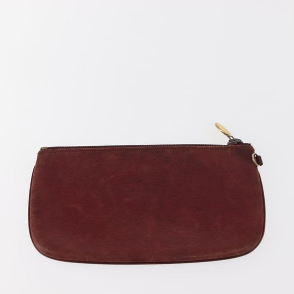 CARTIER Must Line Key Case Wallet Leather 8 Set Bordeaux Black Auth bs30193