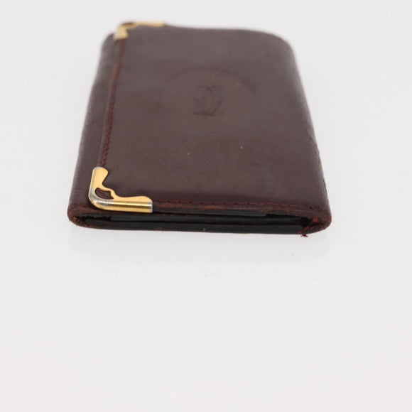CARTIER Must Line Key Case Wallet Leather 8 Set Bordeaux Black Auth bs30193