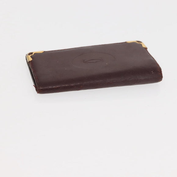 CARTIER Must Line Key Case Wallet Leather 8 Set Bordeaux Black Auth bs30193