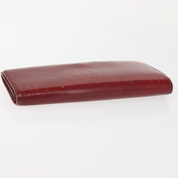 CARTIER Must Line Key Case Wallet Leather 8 Set Bordeaux Black Auth bs30193