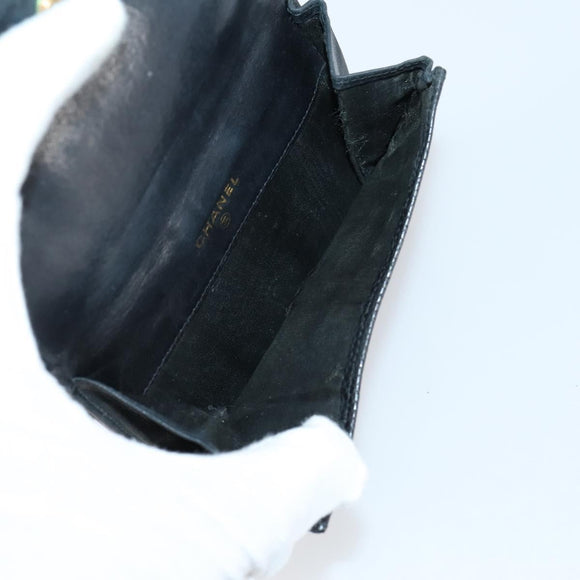CHANEL Wallet Leather 3 Set Black CC Auth bs30194
