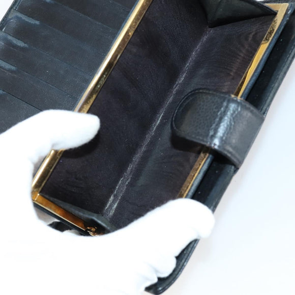 CHANEL Wallet Leather 3 Set Black CC Auth bs30194