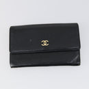 CHANEL Wallet Leather 3 Set Black CC Auth bs30194-9