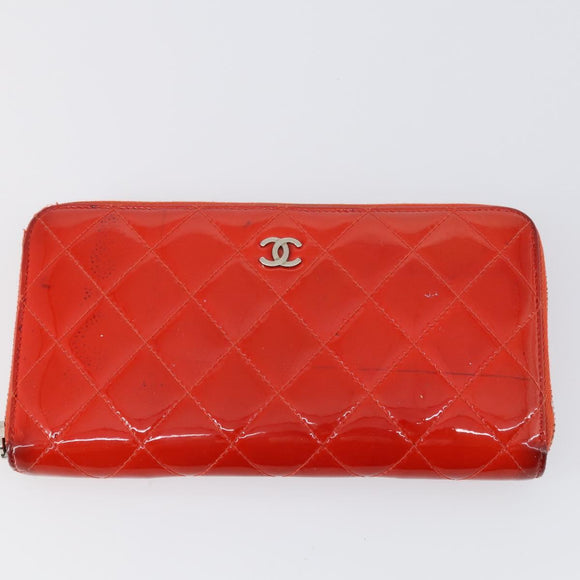 CHANEL Wallet Enamel Leather 3 Set Black Red CC Auth bs30195