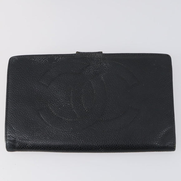 CHANEL Wallet Enamel Leather 3 Set Black Red CC Auth bs30195