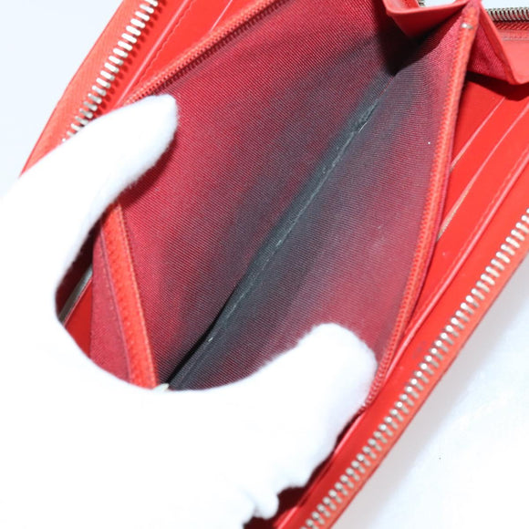 CHANEL Wallet Enamel Leather 3 Set Black Red CC Auth bs30195