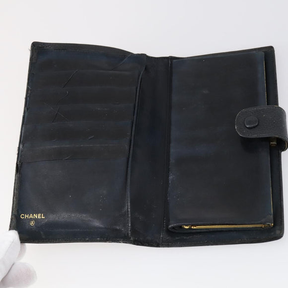 CHANEL Wallet Enamel Leather 3 Set Black Red CC Auth bs30195