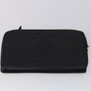CHANEL Wallet Enamel Leather 3 Set Black Red CC Auth bs30195-9