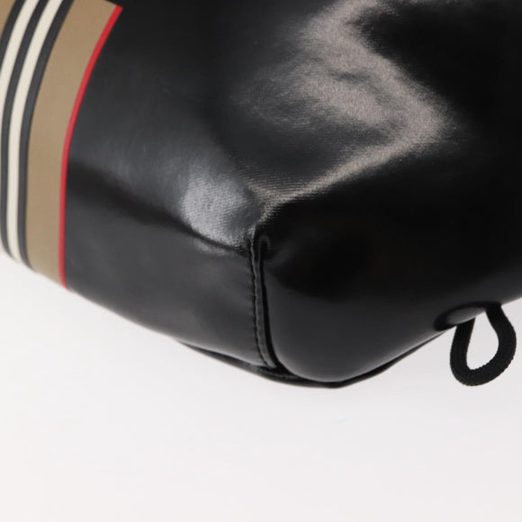 BURBERRY Body Bag Coated Canvas Black Silver Auth bs30206