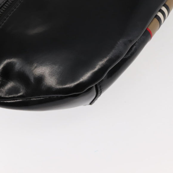 BURBERRY Body Bag Coated Canvas Black Silver Auth bs30206
