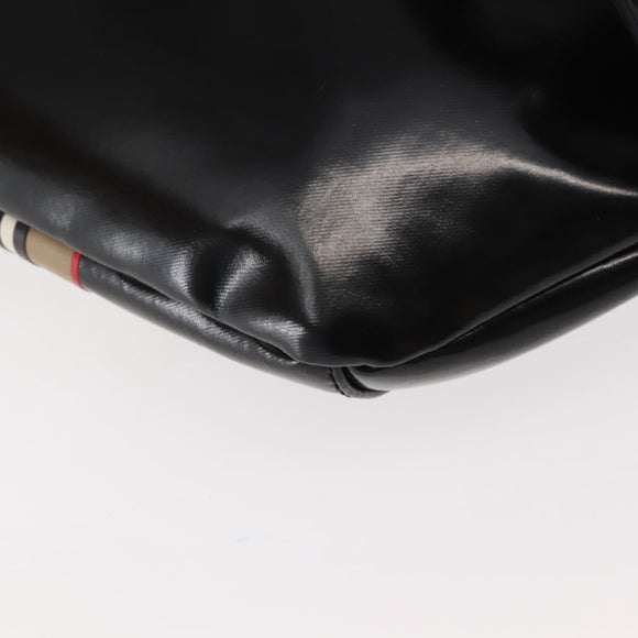 BURBERRY Body Bag Coated Canvas Black Silver Auth bs30206