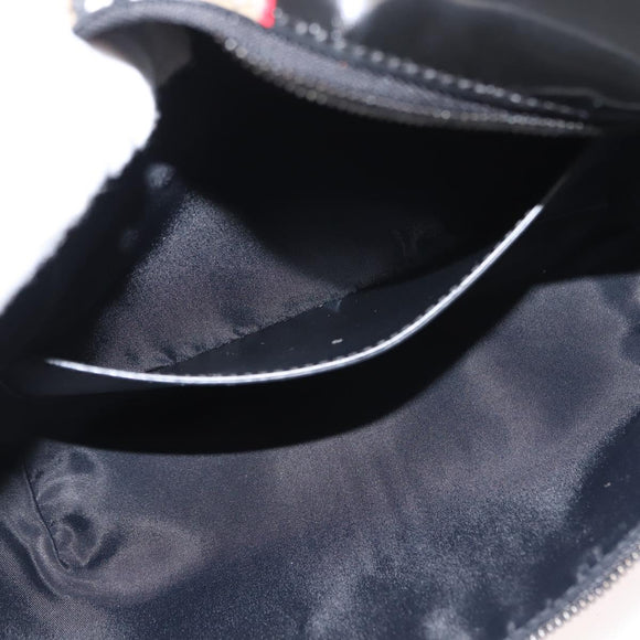 BURBERRY Body Bag Coated Canvas Black Silver Auth bs30206