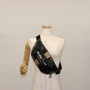BURBERRY Body Bag Coated Canvas Black Silver Auth bs30206-23