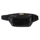 BURBERRY Body Bag Coated Canvas Black Silver Auth bs30206-2