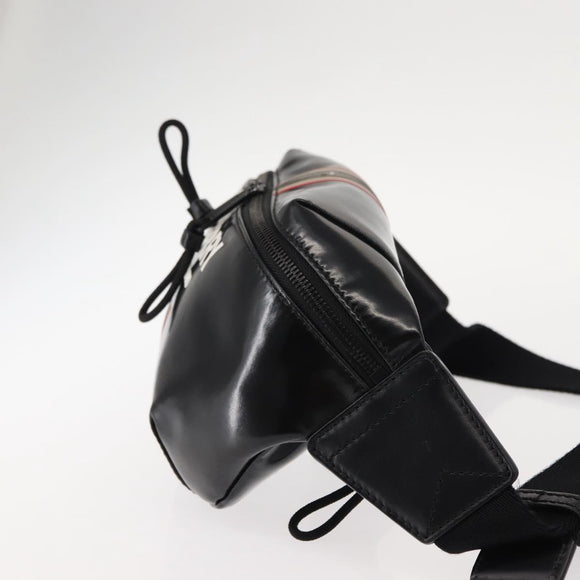 BURBERRY Body Bag Coated Canvas Black Silver Auth bs30206