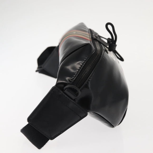BURBERRY Body Bag Coated Canvas Black Silver Auth bs30206