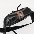 BURBERRY Body Bag Coated Canvas Black Silver Auth bs30206-6