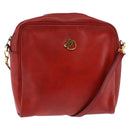 HERMES Jockey Shoulder Bag Leather Red Gold Auth bs30207-1