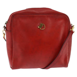 HERMES Jockey Shoulder Bag Leather Red Gold Auth bs30207