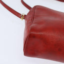 HERMES Jockey Shoulder Bag Leather Red Gold Auth bs30207-9