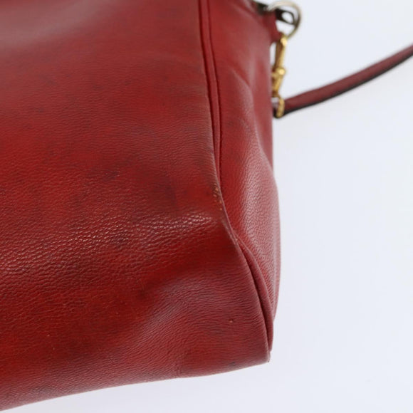 HERMES Jockey Shoulder Bag Leather Red Gold Auth bs30207