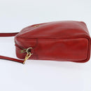HERMES Jockey Shoulder Bag Leather Red Gold Auth bs30207-3