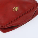 HERMES Jockey Shoulder Bag Leather Red Gold Auth bs30207-6