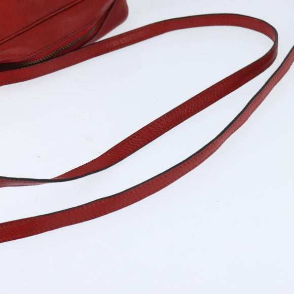 HERMES Jockey Shoulder Bag Leather Red Gold Auth bs30207