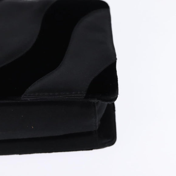 BOTTEGA VENETA Hand Bag Velor Satin Black Auth bs30208