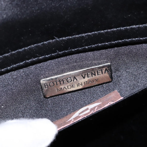 BOTTEGA VENETA Hand Bag Velor Satin Black Auth bs30208