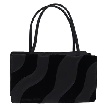 BOTTEGA VENETA Hand Bag Velor Satin Black Auth bs30208