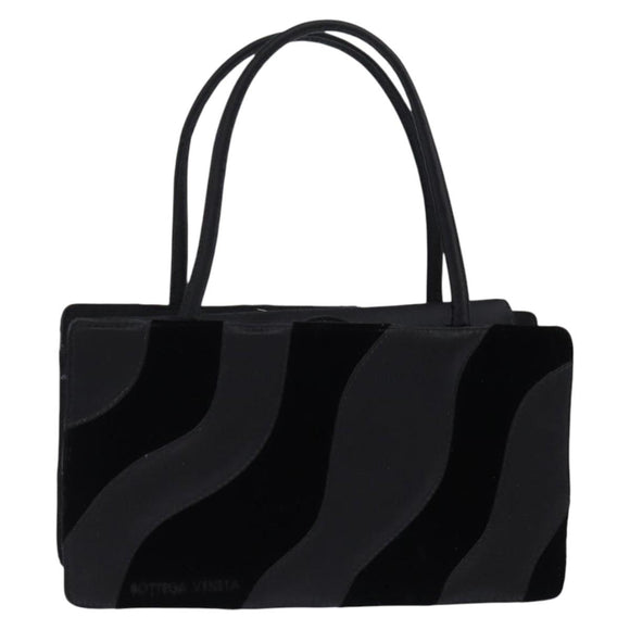 BOTTEGA VENETA Hand Bag Velor Satin Black Auth bs30208