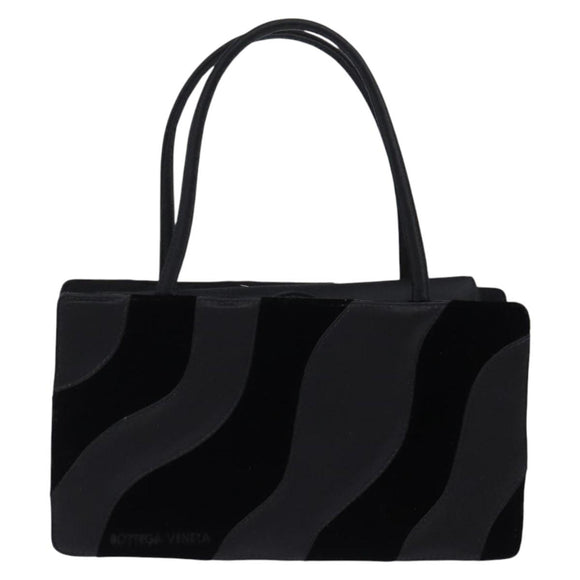 BOTTEGA VENETA Hand Bag Velor Satin Black Auth bs30208