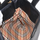Burberrys Nova Check Tote Bag Leather Black Gold Auth bs30209-18