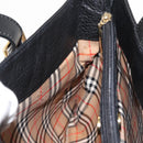 Burberrys Nova Check Tote Bag Leather Black Gold Auth bs30209-19