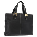 Burberrys Nova Check Tote Bag Leather Black Gold Auth bs30209-1