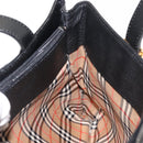 Burberrys Nova Check Tote Bag Leather Black Gold Auth bs30209-20