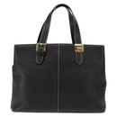 Burberrys Nova Check Tote Bag Leather Black Gold Auth bs30209-13