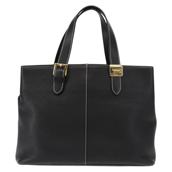 Burberrys Nova Check Tote Bag Leather Black Gold Auth bs30209