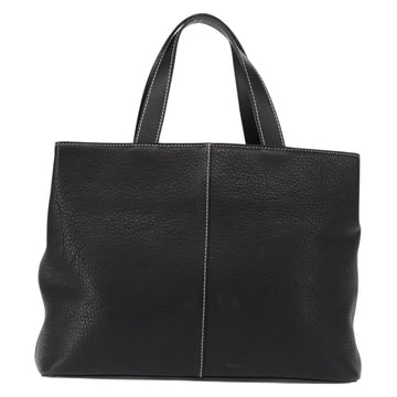 Burberrys Nova Check Tote Bag Leather Black Gold Auth bs30209 - 0