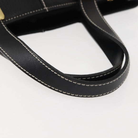 Burberrys Nova Check Tote Bag Leather Black Gold Auth bs30209